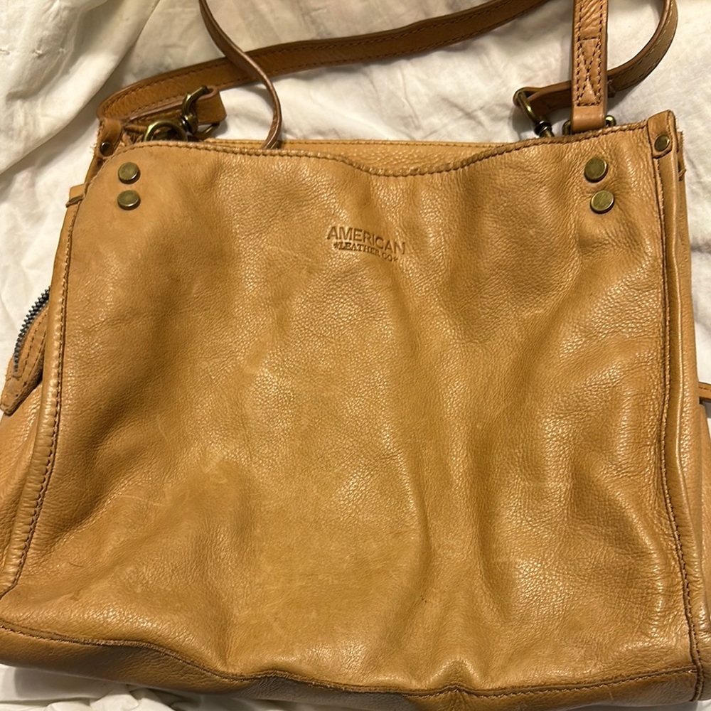 American Leather Company Tan Slouchy Shoulder Bag with Leather Straps